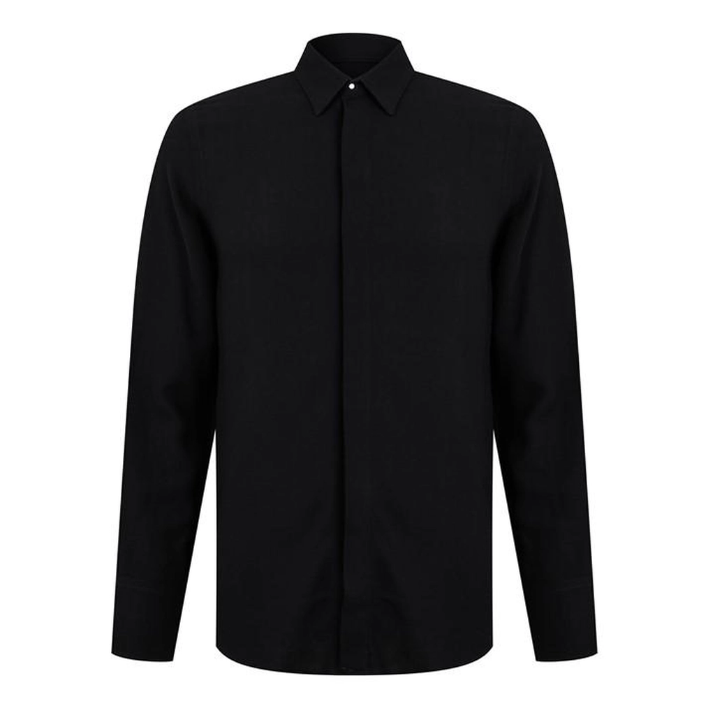 AMI Paris Viscose Long Sleeve Shirt - Black